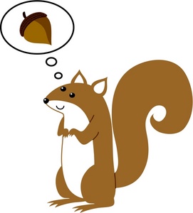 Squirrel Clipart Image - A Squirrel Thinking Of An Acorn