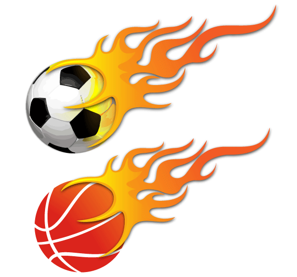 Vector Ball on Fire - Soccer Ball and Basketball Vector Free Download