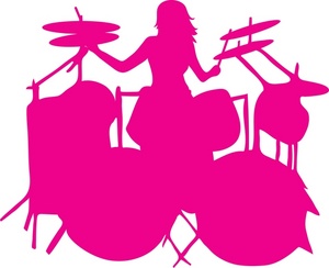 Drums Clipart Image - Female Drummer in a Rock Band