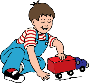 Boy Playing With Toy Truck clip art Free Vector