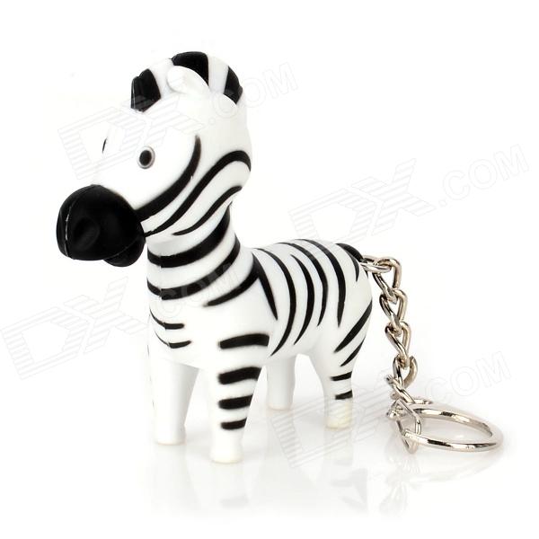 Cute Fun Zebra Style Plastic Pendant Keychain w/ LED Light & Neigh ...