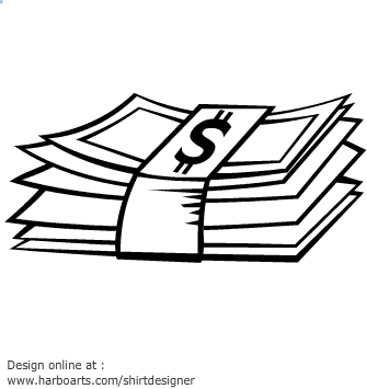 Stack of money clipart black and white