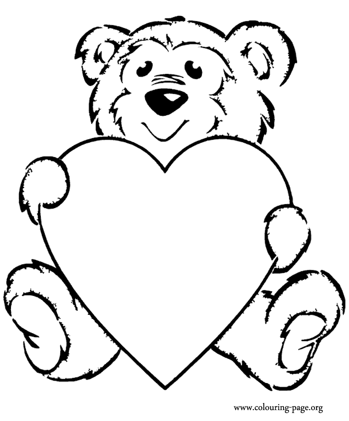 coloring pages teddy bears with hearts valentine39s day hearts ...