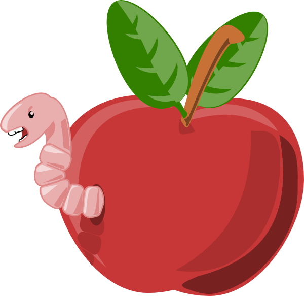 Cartoon Apple With Worm clip art Free Vector