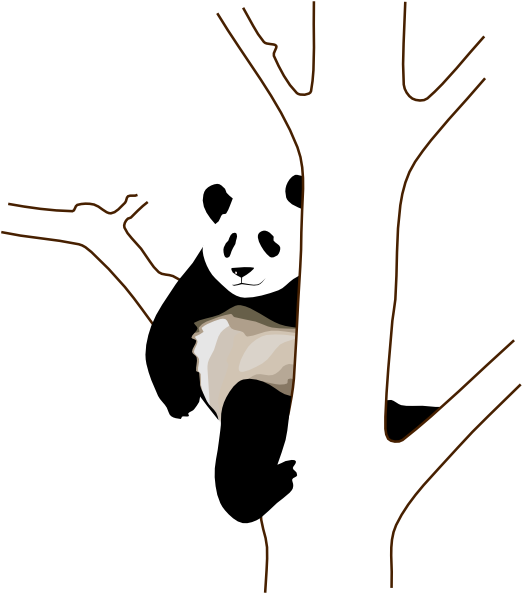 Panda On A Tree clip art Free Vector