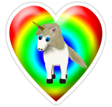 Magical Unicorn And Rainbow Heart" Stickers by Chere Lei | Redbubble