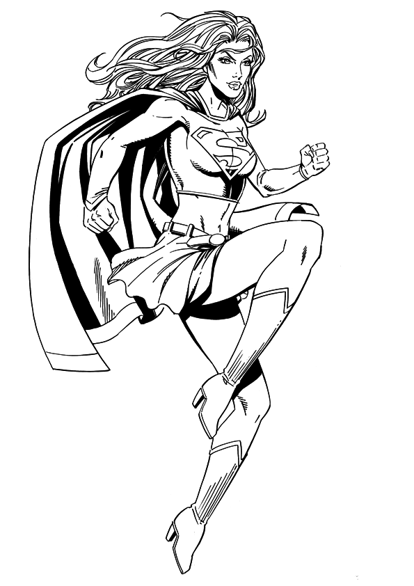 Supergirl Cartoon Clip Art Black and White – Clipart Free Download