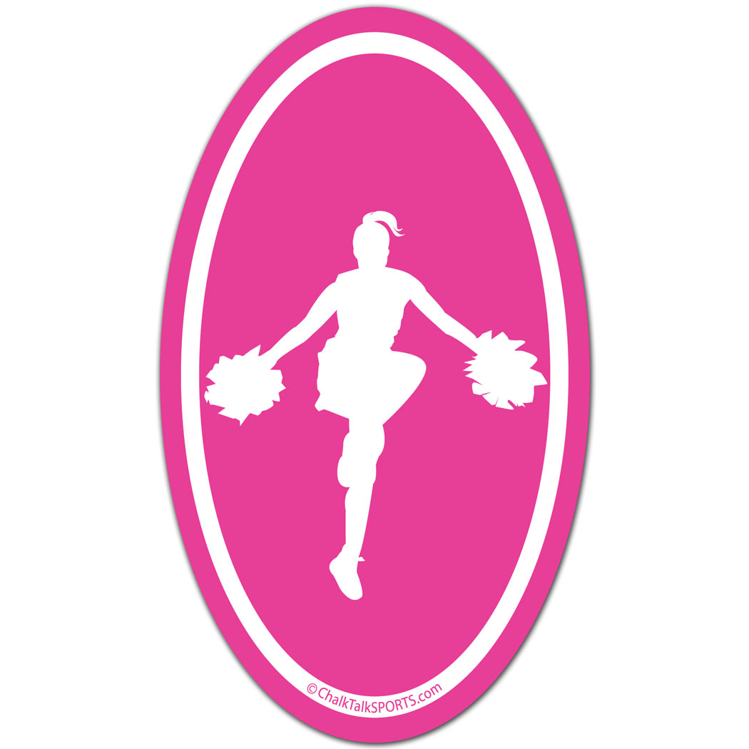 Cheerleading Girl Silhouette Oval Car Magnet (Pink) | Cheerleading ...