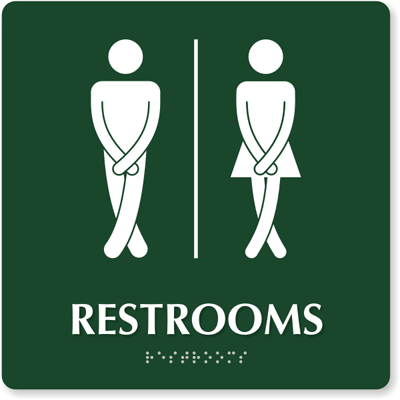Cross-Legs Unisex Bathroom Sign | Free PDF, SKU - SE-2028