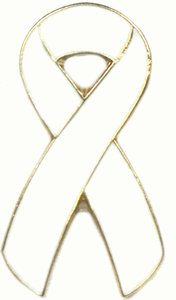 Lung Cancer Ribbon Pin - White|AwarenessDepot.com