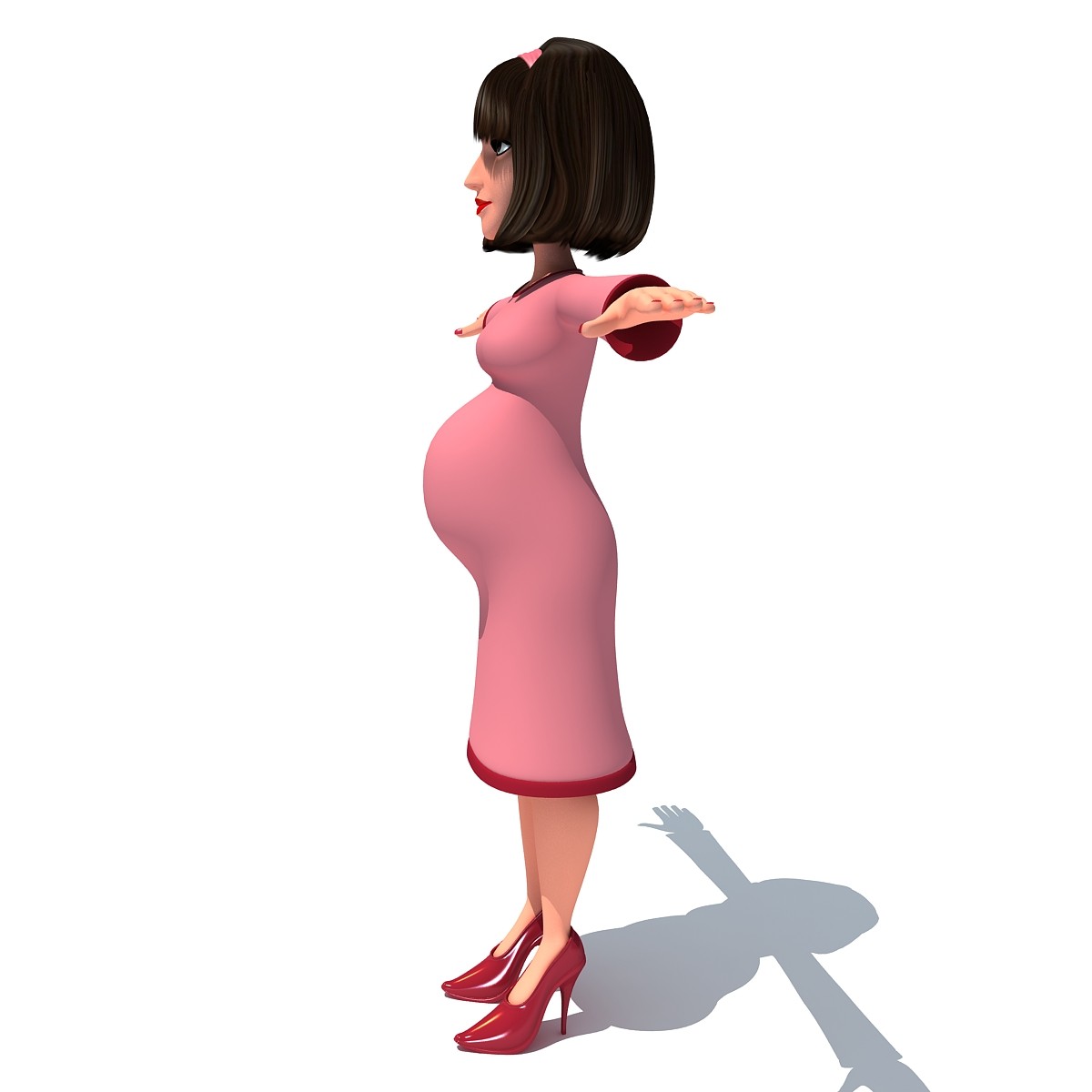 Cartoon Pregnant Woman 3D Model