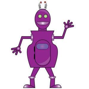 Robot Clipart Image - Cartoon of a Purple Robot