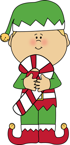Christmas Elf with a Candy Cane Clip Art - Christmas Elf with a ...