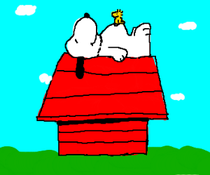 Snoopy on his dog house (drawing by lempedimenta)