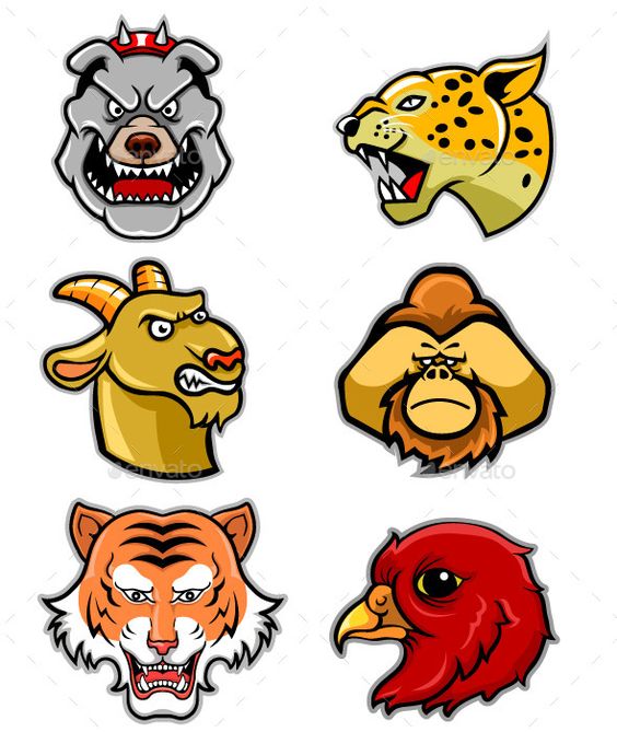 Cartoon characters, Animal heads and Cartoon