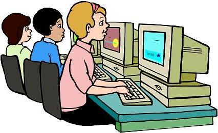 Student at computer clipart