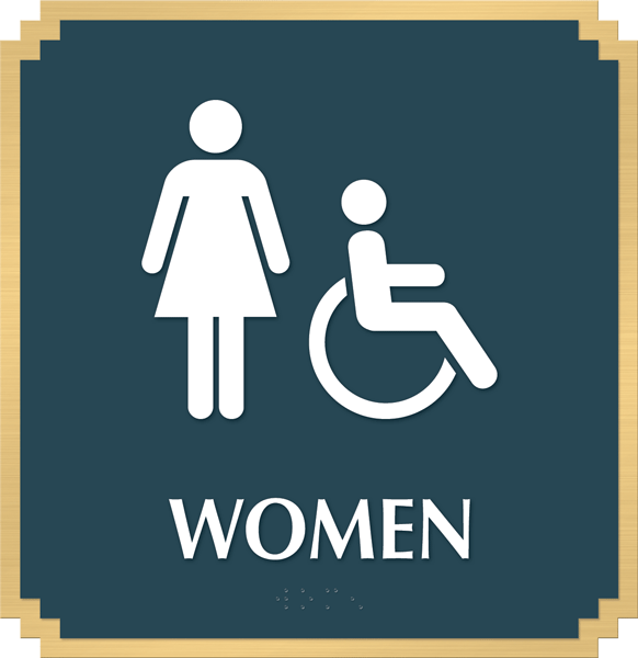 Women Handicapped Graphic Braille Restroom Sign, SKU - SE-
