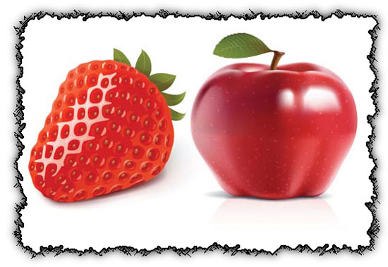 Vector fruits – apple and strawberry