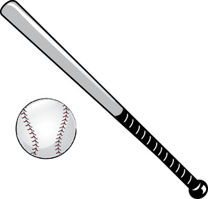 Bat And Ball Clipart Image: Baseball and Metal Baseball Bat