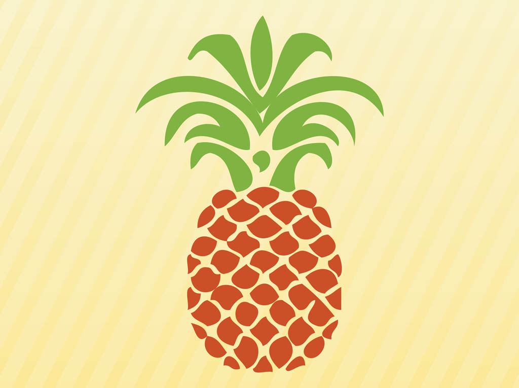 Fruit vector graphics of a ripe pineapple. Cartoon footage with abstract solid colored shapes... Clip Art, Food