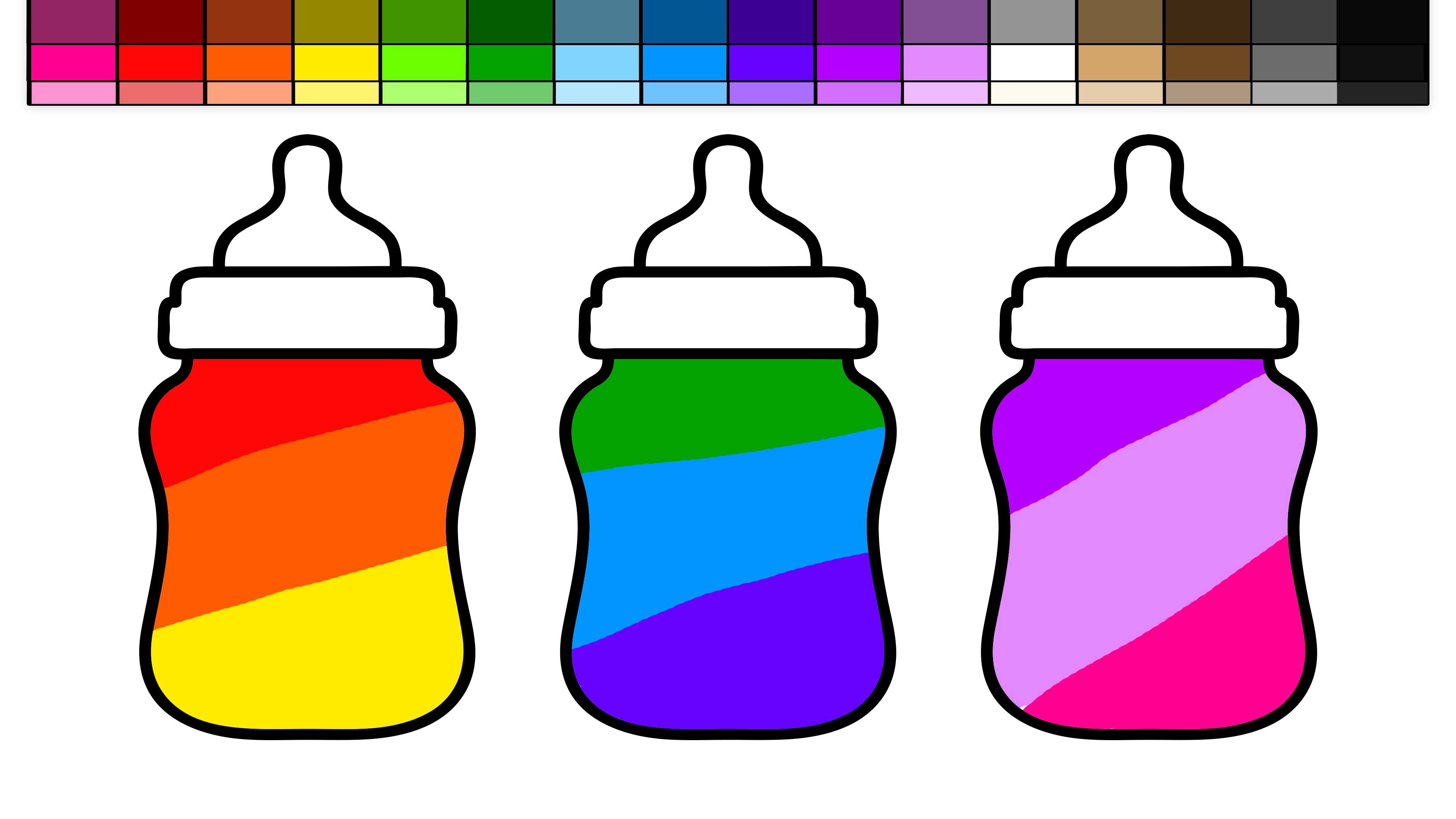 Learn Colors for Kids and Color Baby Bottles with Rainbow Designs ...