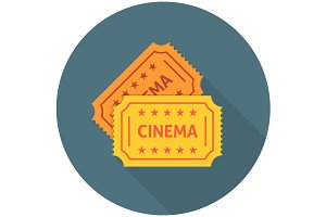 Cinema ticket flat icon ~ Icons on Creative Market