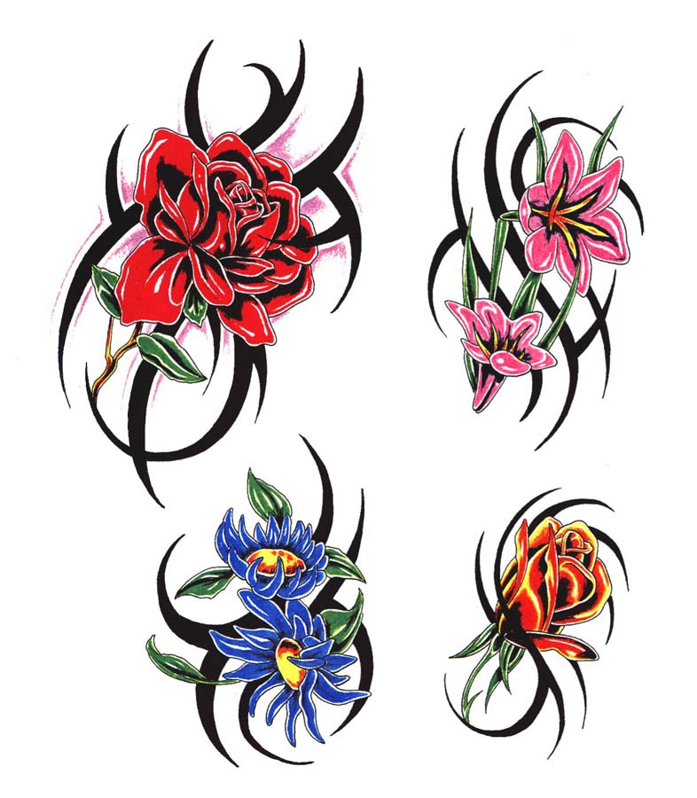 Flowers n Stars Tattoo Designs | Fresh 2017 Tattoos Ideas
