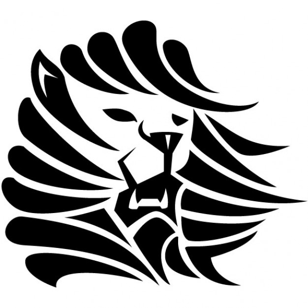 Lion head in black and white vector illustration | Download free ...