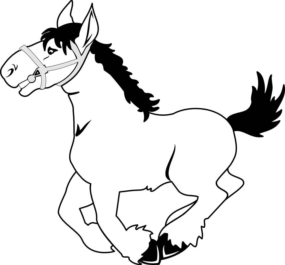 Horse 3 Black White Line Art Coloring Sheet Colouring Page ...