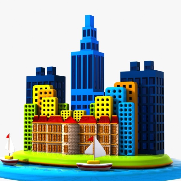 3d model cartoon city island