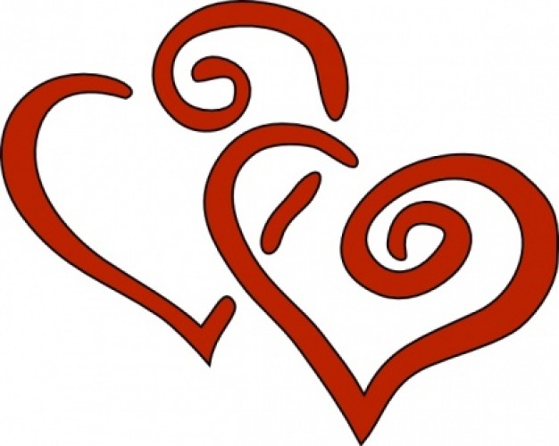 Red Curly Hearts clip art | Download free Vector