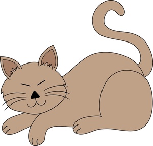 Sleeping Cat Clipart Image - A brown sleeping cat
