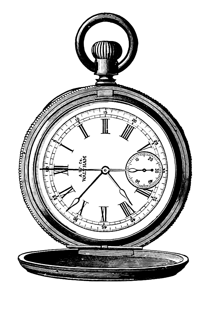 Open pocket watch clipart drawing