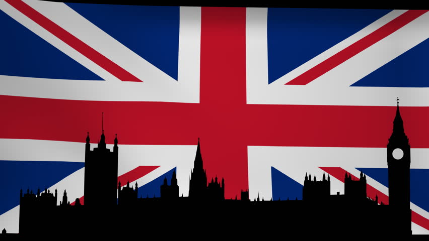 Houses Of Parliament London With Rippling British Flag Animation ...