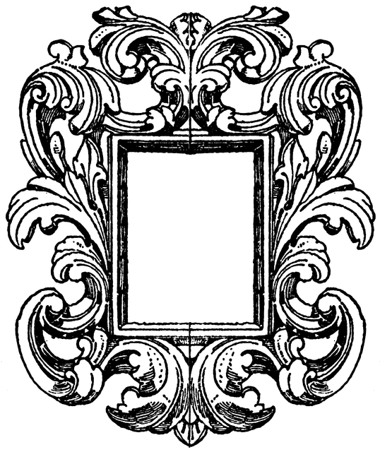 Mirror Frame Drawing Silhoute Of Baroque Mirror