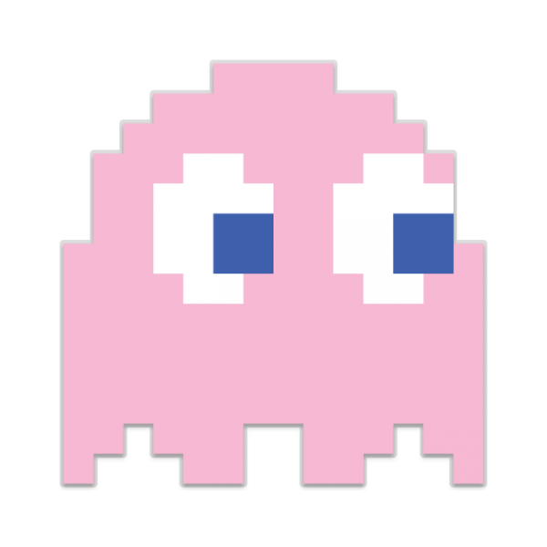 Pac-Man ghost pink shaped sticker | Unixstickers