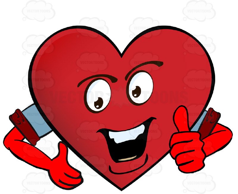 Cartoon Clipart: Talkative Heart Smiley With Strong Chin, Teeth ...