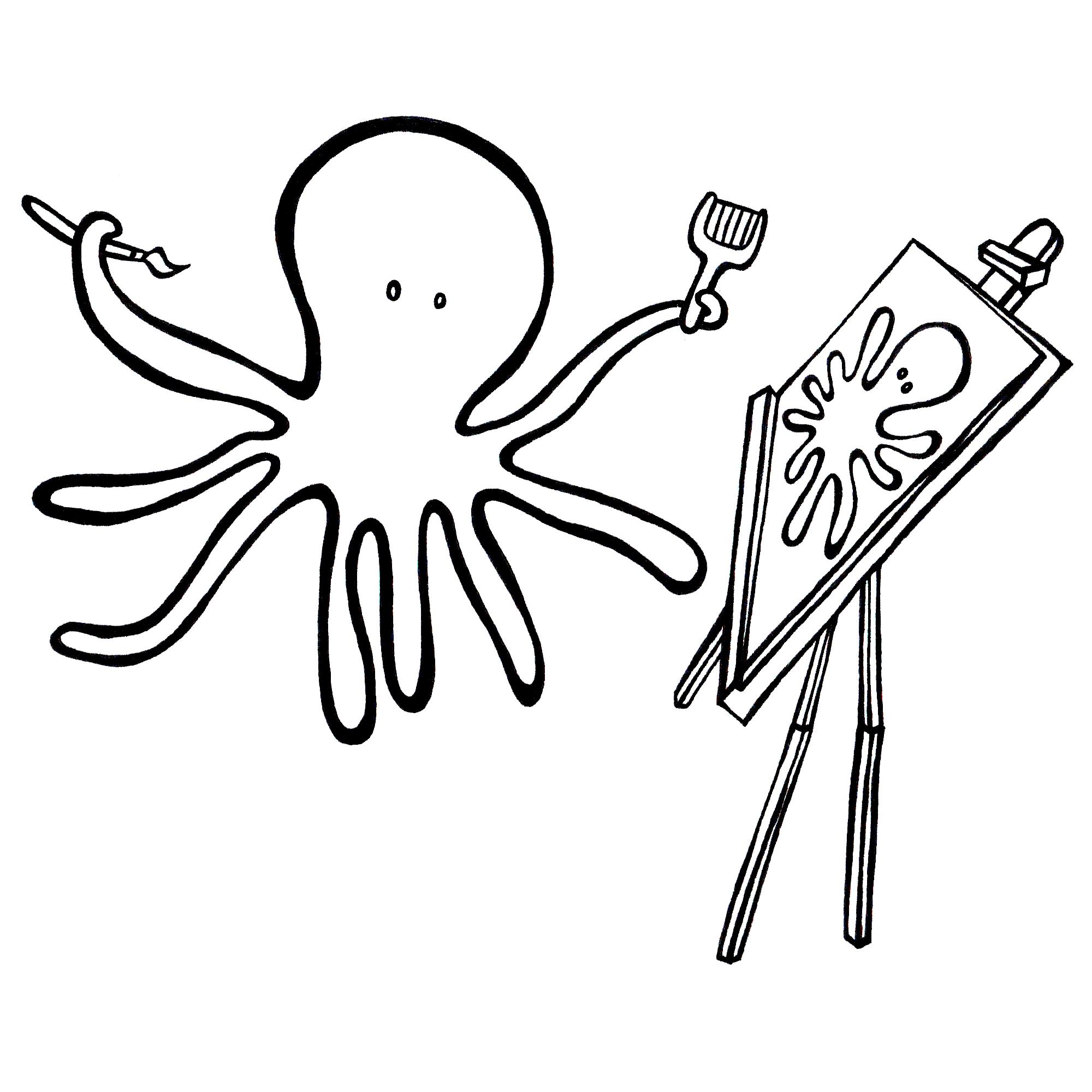 ozric' the artistic octopus, cartoon animal colouring book pen ...