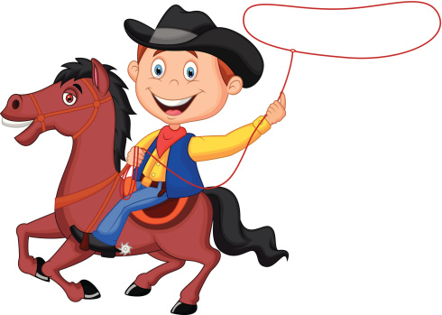 Cartoon Of The Cowboy On Horse Clip Art, Vector Images ...