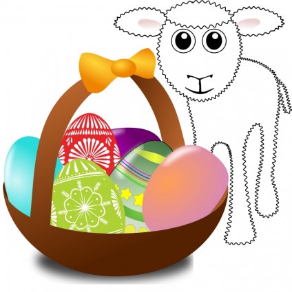 funny_lamb_with_easter_eggs_in ...
