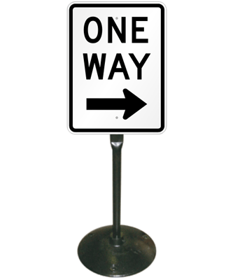 One Way Right Arrow Sign & Post Kit, SKU - K-