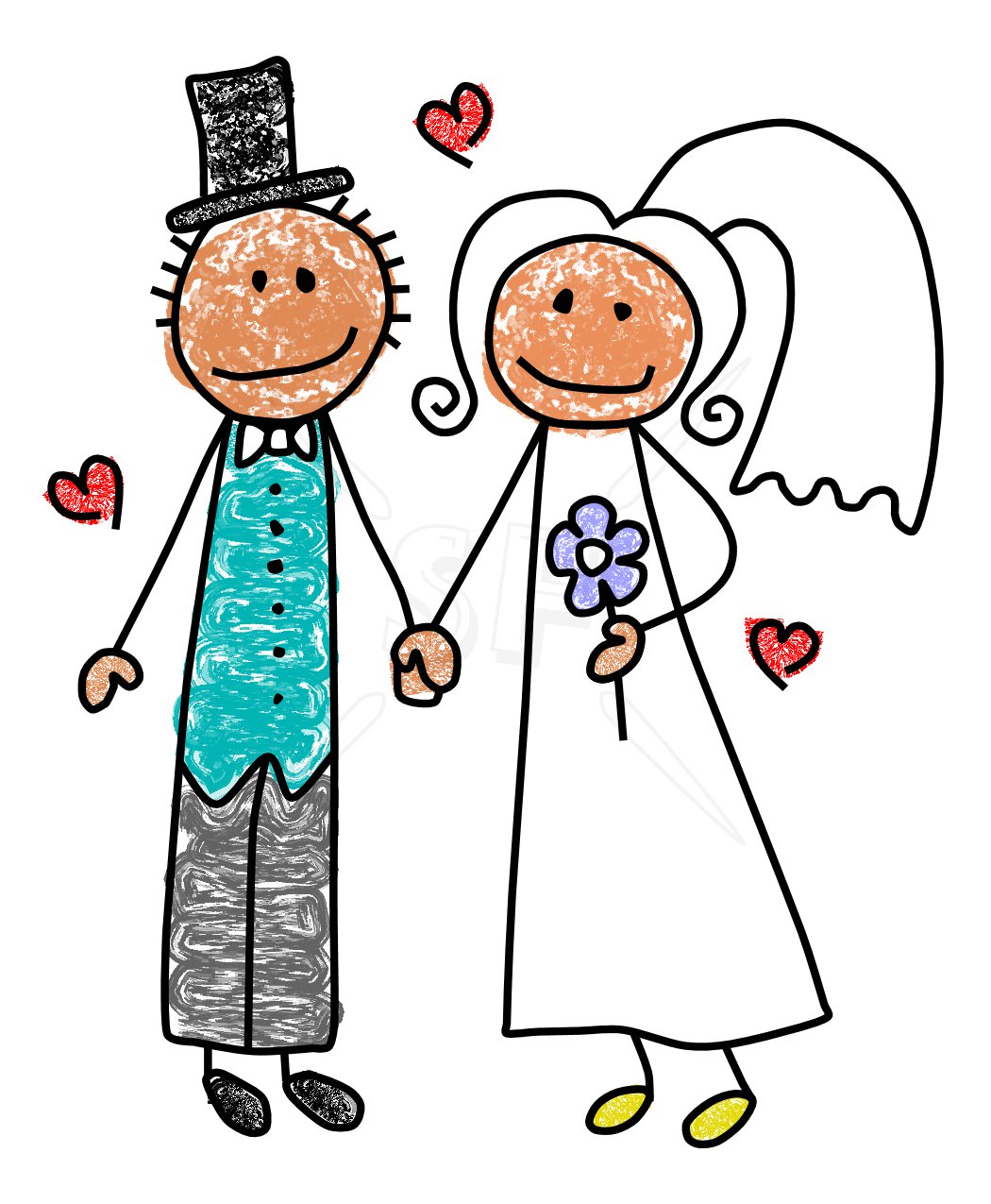 Cute Bride & Groom Stick Figures Clip Art | Stick Figures Clip Art ...