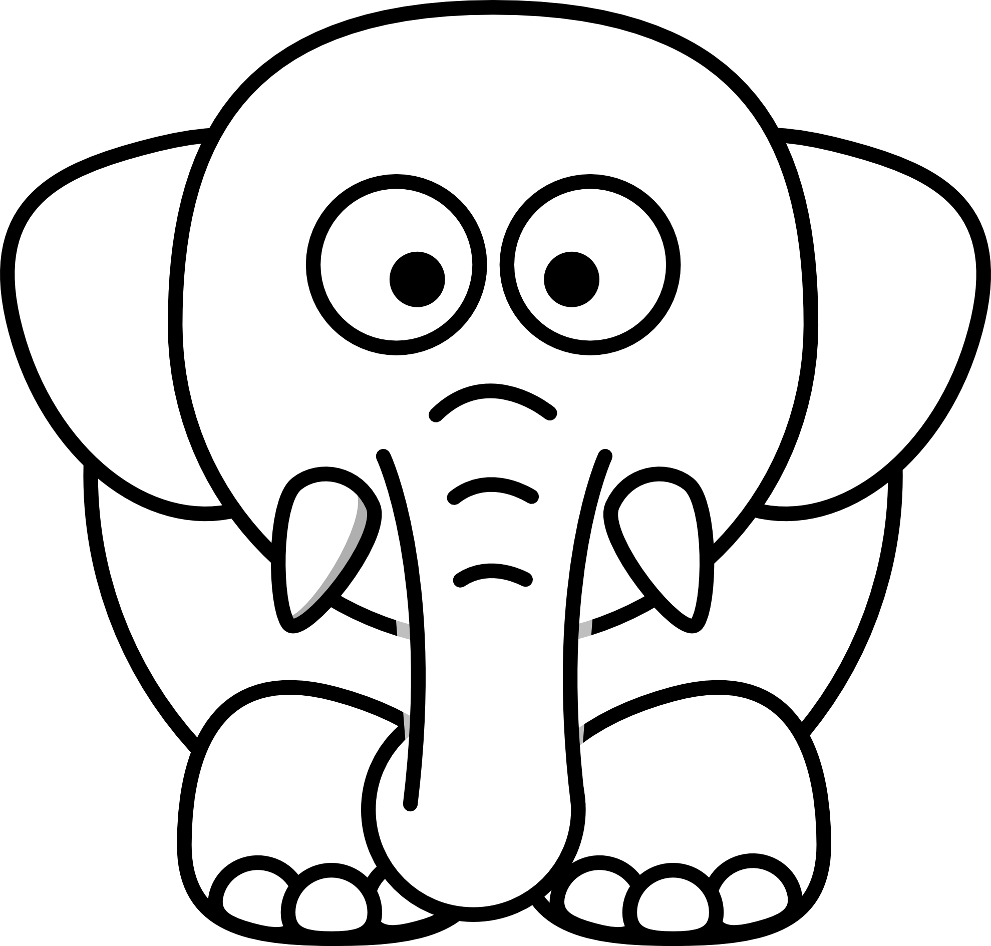 Clip Art: elephant black white line animal ...