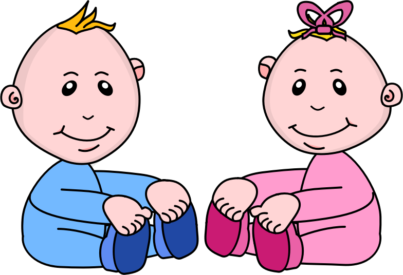 Clipart - Baby boy and girl
