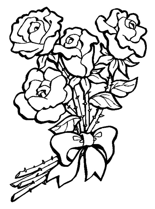 Flower Bouquet Flower Bouquet Of Roses Coloring Page Flower ...