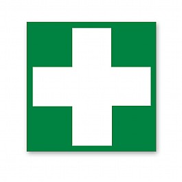 Small Green Sticker with White Cross for First Aid Box