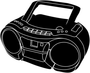 Stereo Clipart Image - Clipart Illustration of a Silhouette Boom Box