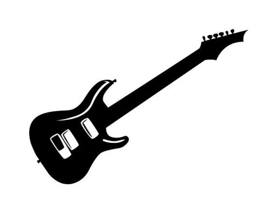 Electric guitar silhouette large wall decal