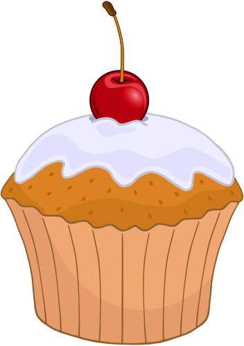 Cupcake Iced With Cherry Clip Art Download