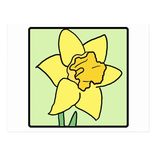 Cartoon Clip Art Daffodil Spring Garden Flower Postcard | Zazzle